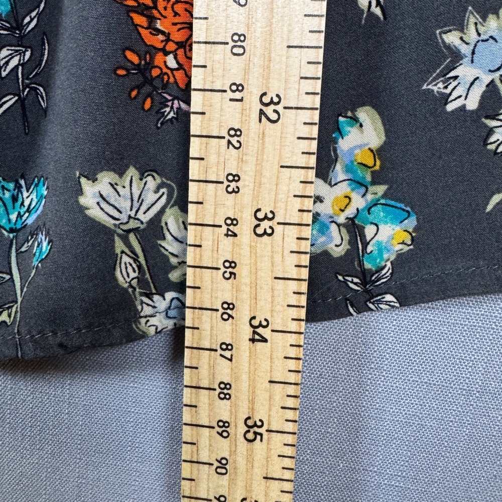 Natural Life Maxi Skirt Womens M Gray Floral Smocked Waist Slit Boho - Picture 8 of 8